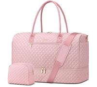 Travel Weekender Bags for Women - Duffle Bag Women with Shoe Compartment Carry On Overnight Bag with Toiletry Bag Duffel Bags with Wet Pocket for Gym Hospital Bags for Labor and Delivery Pink, Pink