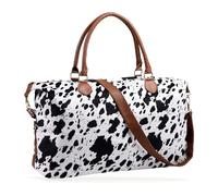 Travel Weekender Duffle Bag, Large Cow Print Overnight Carry-On Leopard Tote Bag, Western Style Gifts for Women with Adjustable Shoulder Strap, cow, Classic