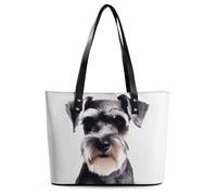 Travel Well-behaved Schnauzer Tote Bags for Women with Zipper, Leather Tote Purse Handbags, Casual Totes for Work Beach Shopping