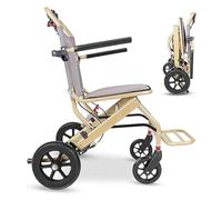 Travel Wheelchair,Transport Chair, Foldable Light Transport Wheelchairs Travel Wheelchair with Brakes for Home and on The Road