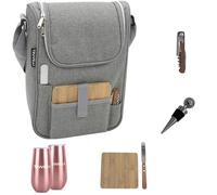 Travel Wine Carrier Tote, Canasta de Picnic, Adventure Wine Backpack, Wine Gifts for Women, Wine Carry Case for the Outdoors, Wine Backpack Picnic for 2, Couples Picknick Basket Set