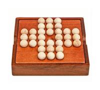Travel Wooden Solitaire Family Game Square Board 5 Inch