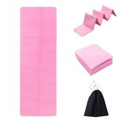 Travel Yoga Mat, Foldable Yoga Mat Non Slip Portable Fitness Mat, Lightweight Gym Mat Pilates Sport Travel Exercise Mat for Women Men (Pink)