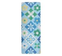 Travel Yoga Mat for Women Cherry Blossom Japanese Blue 71" x 26"