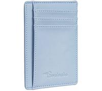 Travelambo Front Pocket Minimalist Leather Slim Wallet RFID Blocking Medium Size, Blue Classic, 3.3" x 4.1" x 0.12", Minimalist