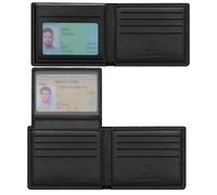 Travelambo Genuine Leather Wallet for Men with Gift Box - Handmade Bifold Stylish - Mens Wallets Rfid Blocking with 2 ID Windows, Grain Leather Black, 4.5“x3.5”, Minimalist