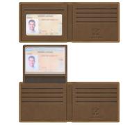 Travelambo Genuine Leather Wallet for Men with Gift Box - Handmade Bifold Stylish - Mens Wallets Rfid Blocking with 2 ID Windows, Craze Horse Light Brown, 4.5“x3.5”, Simple Large Capacity Casual