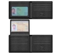Travelambo Genuine Leather Wallet for Men with Gift Box - Handmade Bifold Stylish - Mens Wallets Rfid Blocking with 2 ID Windows, Weaved Black, 4.5“x3.5”, Minimalist
