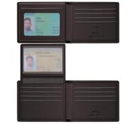 Travelambo Genuine Leather Wallet for Men with Gift Box - Handmade Bifold Stylish - Mens Wallets Rfid Blocking with 2 ID Windows, Lychee Brown, 4.5“x3.5”, Minimalist
