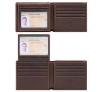 Travelambo Genuine Leather Wallet for Men with Gift Box - Handmade Bifold Stylish - Mens Wallets Rfid Blocking with 2 ID Windows, Craze Horse Brown, 4.5“x3.5”, Minimalist