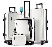 TRAVELARIM 20 Inch Carry On Luggage 22x14x9 Airline Approved, Carry On Suitcase with Wheels, Hard-Shell Carry-on Luggage, Durable Luggage Carry On, Small Suitcase with Cosmetic Carry On Bag, White, 4