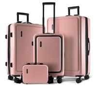 TRAVELARIM 20 Inch Carry On Luggage 22x14x9 Airline Approved, Carry On Suitcase with Wheels, Hard-Shell Carry-on Luggage, Durable Luggage Carry On, Small Suitcase with Cosmetic Carry On Bag, Pink, 4