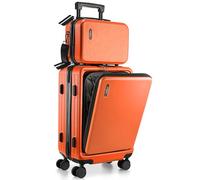 TRAVELARIM 20 Inch Carry On Luggage 22x14x9 Airline Approved, Carry On Suitcase with Wheels, Hard-Shell Carry-on Luggage, Durable Luggage Carry On, Small Suitcase with Cosmetic Carry On Bag, Orange,