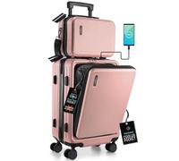 TRAVELARIM Durable Hard Shell Luggage with Spinner Wheels, Lightweight Carry Set Cosmetic Case - 20 Inch Small Suitcase, ABS Polycarbonate, Pink, 22 Inch