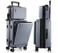 TRAVELARIM Expandable 22 Inch Carry On Luggage, Grey, 22 Inch, Modern