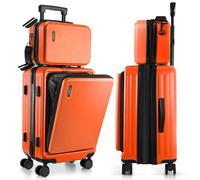 TRAVELARIM Expandable 22 Inch Carry On Luggage, Orange, 22 Inch, Modern