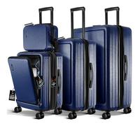 TRAVELARIM Hard Shell Luggage Sets with Spinner Wheels 4 Piece, Navy, S, Expandable Luggage Set