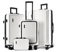 TRAVELARIM Luggage Sets, White, 4 Piece Set (20/24/28), 4 Piece Set Luggage Set