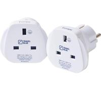 TRAVELBLUE TB-174 UK to EU Travel Plug Adapter - Pack of 2, White