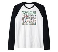 Traveled All 50 States Achievement Fifty Club T-Shirt Raglan Baseball Tee