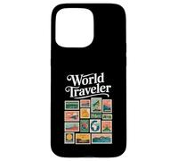 Traveler Vintage Postage Stamp Travel Case for iPhone 15 Pro Max