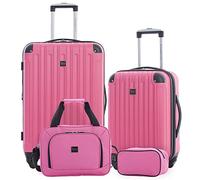 Travelers Club Midtown Hardside 4-Piece Luggage Set, Bubble Gum