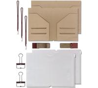 Travelers Notebook Accessories Kit Includes Kraft File Folder, PVC Zipper Case, Pen Holder, Binder Clip & Elastic Bands - Travel Journal Organizer Supplies for Journaling-2 Sets