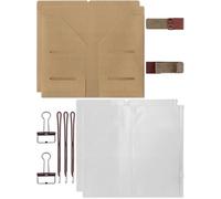 Travelers Notebook Accessories Kit Includes Kraft File Folder, PVC Zipper Case, Pen Holder, Binder Clip & Elastic Bands - Travel Journal Organizer Supplies for Journaling-2 Sets