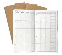 Travelers Notebook Inserts Jan 2025 - Jun 2026, Travelers Notebook Calendar, Weekly and Monthly Planner Diary, Regular Size, 8.3 x 4.3 inches, Set of 3