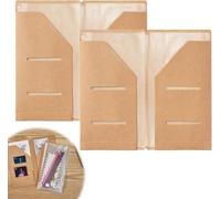 Travelers Notebook Inserts - Kraft Card Holder & Zipper Pouch, A5, 21x12cm | Textured kraft paper, soft-touch finish, odour-free clear PVC, A5 journal organiser for travel, office, and daily carry.