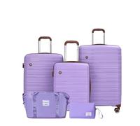 Travelhouse Ascona Luggage Set, 5 Pieces Suitcase with Wheels, Polycarbonate + ABS Hard Case, Travel Bag and Toiletry Bag, Carry On Set, Purple/Lilac, 77x30x53 cm, Suitcase set