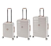 Travelhouse Case with USB & USB C Connection - Leather Handles, Extendable Handle and TSA Locks. Hard Shell Made of Polycarbonate, Ivory White, Handgepäck, Mittel & Großer Koffer Set, Suitcase