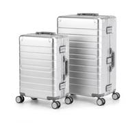 Travelhouse Oslo T6005 Aluminium Travel Suitcase in Various Sizes and Colours, silver, Mittlerer & Großer Koffer Set,