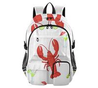 Traveling Backpack Red Lobster Seafood White College Work Bag 17.5 inch