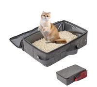Traveling Cat Litter Box No Leakage Design, No Smell, Easy To Carry, Sturdy | Standard Portable Foldable Cat Litter Carrier Hotels Travel Waste Collection Medium Cats Kitties