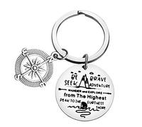 Traveling Keyring Adventurist Gifts Be Brave Seek Adventure Keychain Outdoor Lovers Mountains Gift For Wanderlust/Backpacker/Hiker Inspirational Gift For Men Women Teenager Graduation Gift For Him Her