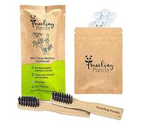 Traveling Panda Mini Travel Bamboo Toothbrush Set with 2 Soft Bristles and Mint Toothpaste Trays, 2 x 10 Eyelashes