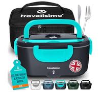 TRAVELISIMO Heated Lunch Box 100W Electric Lunch Box Food Heater 1.5L Self Heating Lunchbox for Travel & Office, 12V/24V/230V Heated Lunch Boxes for Adults Stainless Steel Car Electric Lunchbox