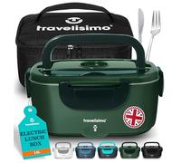 TRAVELISIMO Heated Lunch Box 100W Electric Lunch Box Food Heater 1.5L Self Heating Lunchbox for Travel & Office, 12V/24V/230V Heated Lunch Boxes for Adults Stainless Steel Car Electric Lunchbox