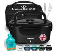 TRAVELISIMO Heated Lunch Box 80W Electric Lunch Box Food Heater 1.5L Portable Food Warmer for Travel & Office, 12V/24V/230V Heated Lunch Boxes for Adults, Stainless Steel Truck & Car Electric Lunchbox