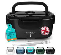 TRAVELISIMO Heated Lunch Box 80W Electric Lunch Box Food Heater 1.5L Portable Food Warmer for Travel & Office, 12V/24V/230V Heated Lunch Boxes for Adults, Stainless Steel Truck & Car Electric Lunchbox