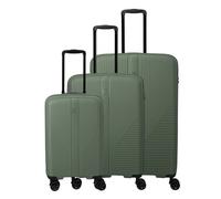 Travelite Air Stripe 4 wheels Suitcase set 3-piece with expansion pleat olive