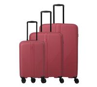 Travelite Air Stripe 4 wheels Suitcase set 3-piece with expansion pleat red