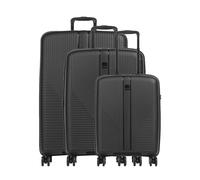 Travelite Air Stripe 4 wheels Suitcase set 3-piece with expansion pleat black