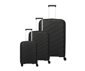 travelite Burano Series 4-Wheel Suitcase Set 3-Piece Sizes L/M/S, Luggage Series Hard Shell Trolleys Made of Polypropylene with TSA Combination Lock