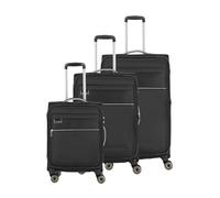 travelite Suitcase Set 3-Piece Soft Shell 4 Wheels, Sizes S-M-L, Sustainable, MIIGO, Luggage Set Made of Recycled Material, TSA Lock, Suitcase Sizes L + M Expandable