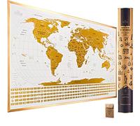 Travelization Scratch Off Map of The World with Flags - 24 x 17 Easy to Frame Scratch Off World Map Wall Art Poster with US States & Flags - Original World Map Scratch Off