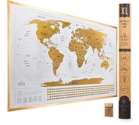 Travelization XL Scratch Off World Map with Flags - 36 x 24 Easy to Frame Wall Art Poster with US States & Flags