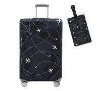 Travelkin Luggage Cover Washable Suitcase Cover Suitcase Protector Anti-scratch Suitcase cover Fits 18-32 Inch Luggage, 3-Air Line Black With Tag, XL(29-32inch suitcase)