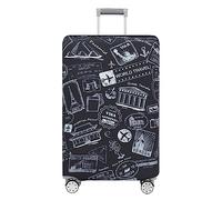 TRAVELKIN Luggage Cover Washable Suitcase Protector Anti-Scratch Suitcase Cover Fits 18-32 Inch Luggage, World Marks-Grey, L(26-28inch Suitcase)